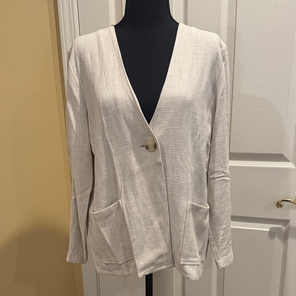 Soft Surroundings Beige Linen Blend Jacket, M
